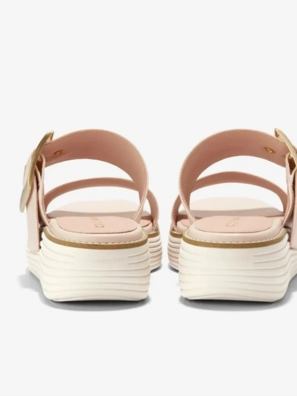 Cole Haan Blush Pink Dual-Strap Platform with Gold Buckle